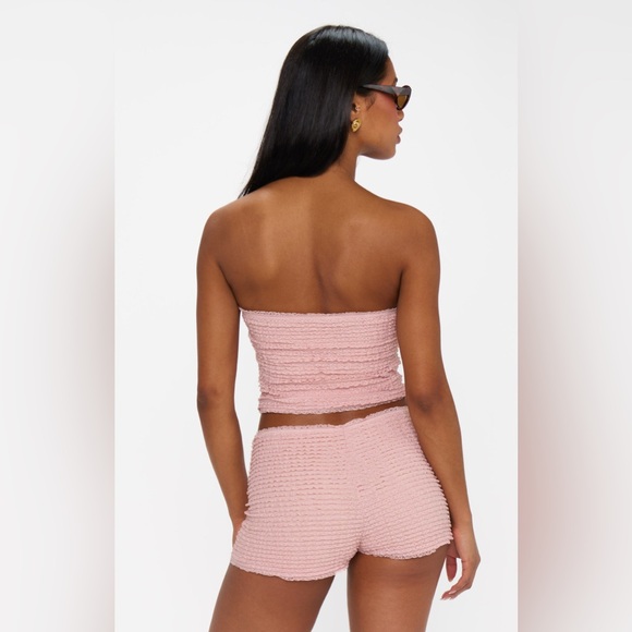 Show Me Your MuMu Pink Strapless Smocked Romper Set Size XS NWT - Picture 3 of 9